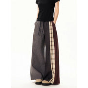 Mixed-Plaid Wide-Leg Pants