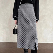 Polka-Dot Straight Midi Skirt