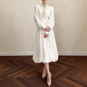 Gathered-Waist Balloon-Hem Dress