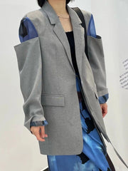 Cutout-Sleeve Longline Blazer