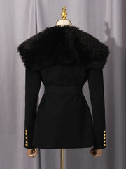 Shaggy-Collar Tailored Jacket