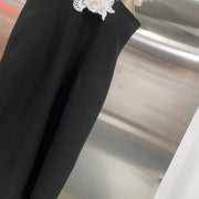 Contrast-Lace Sleeveless Dress