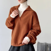 Collared Relaxed Long-Sleeve Top
