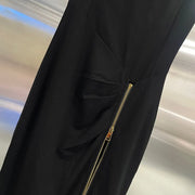 Zip-Detail Sleeveless Dress