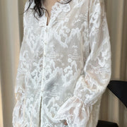 Floral Lace Button-Front Blouse