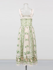 Floral Square-Neck Strap Dress