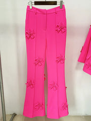 Floral Applique Flared Pants