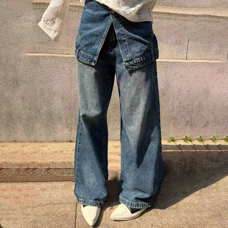 Overlay-Panel Wide-Leg Jeans
