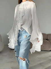 Ruffled Long-Sleeve Blouse