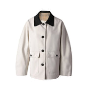 Contrast-Collar Patch-Pocket Jacket