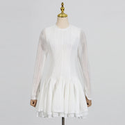 Textured Long-Sleeve Mini Dress