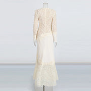 Floral-Lace Long-Sleeve Long Dress