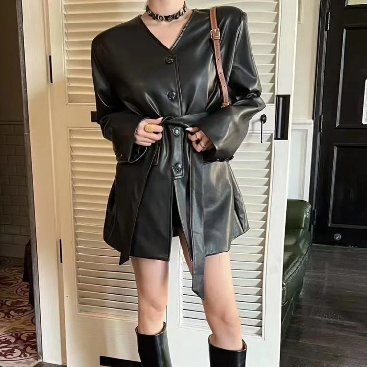 Glossy Tie-Waist Jacket