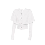 Cape-Overlay Button-Front Cardigan