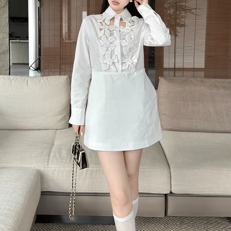 Floral Applique Shirt Dress
