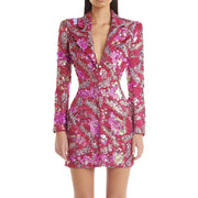 Sequin Long-Sleeve Blazer Dress