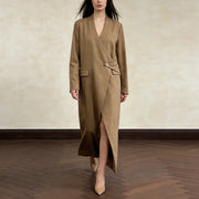 Asymmetric Single-Button Long Coat