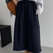 Elastic-Waist Wide-Leg Cropped Pants