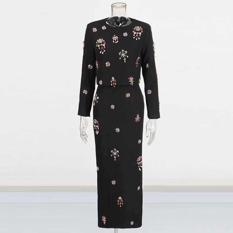 Embellished Top and Long Skirt Set