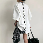 Lace-Up Back Relaxed Shirt