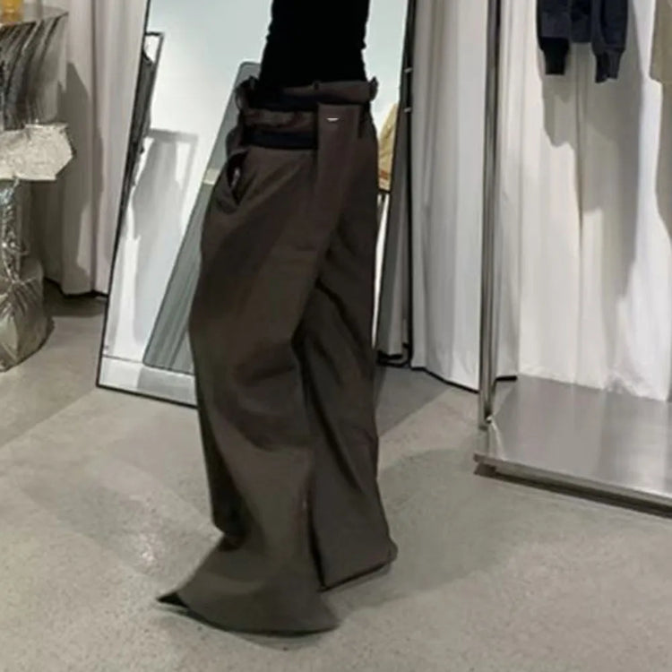 Relaxed Brown Wide-Leg Pants