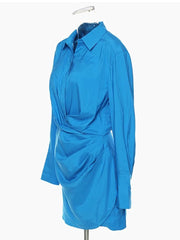 Draped-Waist Mini Shirt Dress