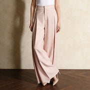 Pleated Wide-Leg Tailored Pants