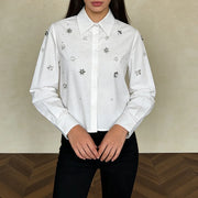Star-Embellished Cropped Shirt