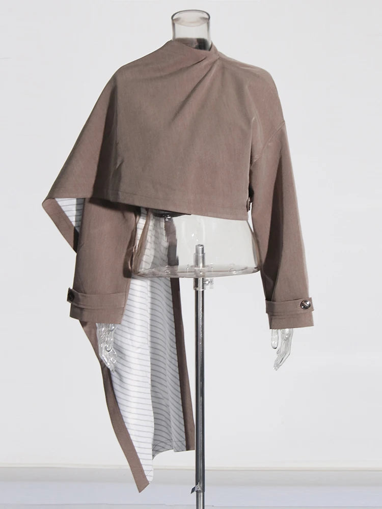 Asymmetric Cropped High-Neck Jacket