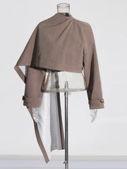 Asymmetric Cropped High-Neck Jacket