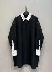 Contrast-Collar Longline Jacket