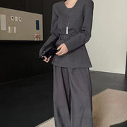 Fitted Jacket and Wide-Leg Pants Set