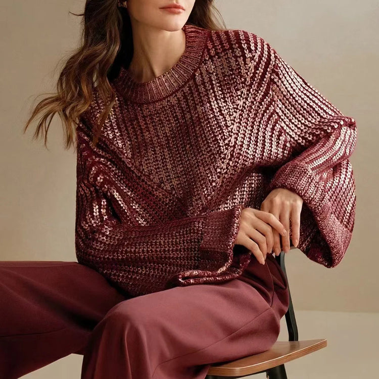 Textured Round-Neck Sweater