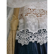 Flared-Sleeve Sheer Lace Blouse