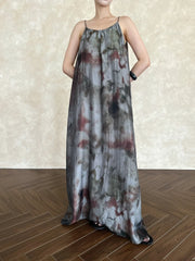 Abstract-Print Sleeveless Long Dress