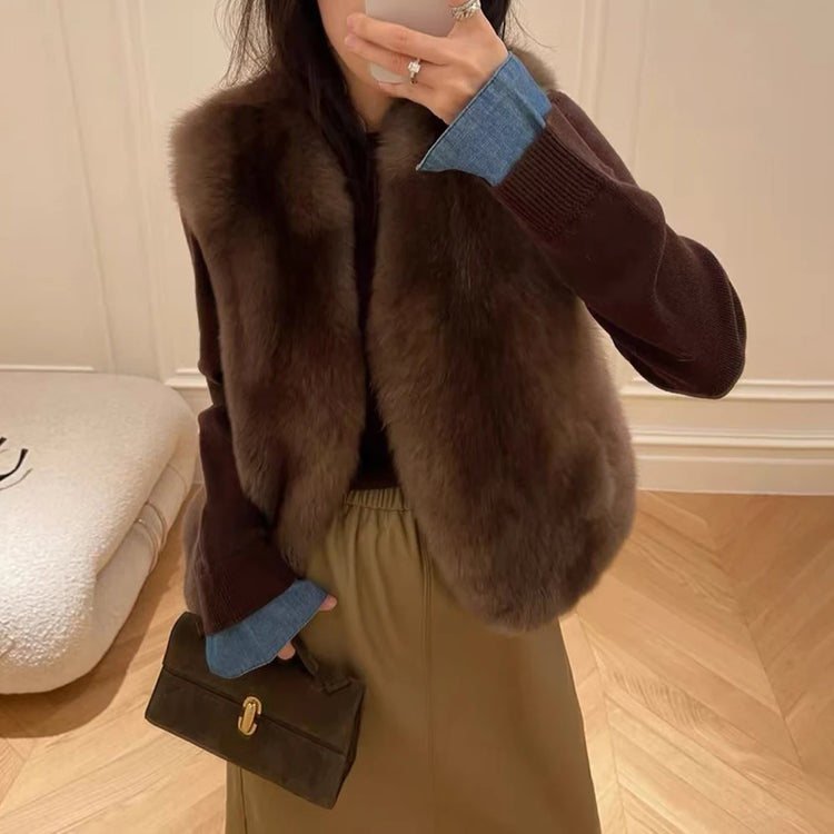 Shaggy Cropped Open-Front Vest