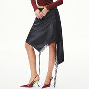 Lace-Trim Asymmetric Skirt