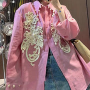 Floral Applique Long-Sleeve Shirt