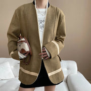 Contrast-Trim Open-Front Jacket