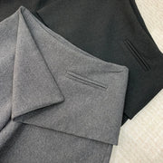 Asymmetric-Waist Wide-Leg Pants