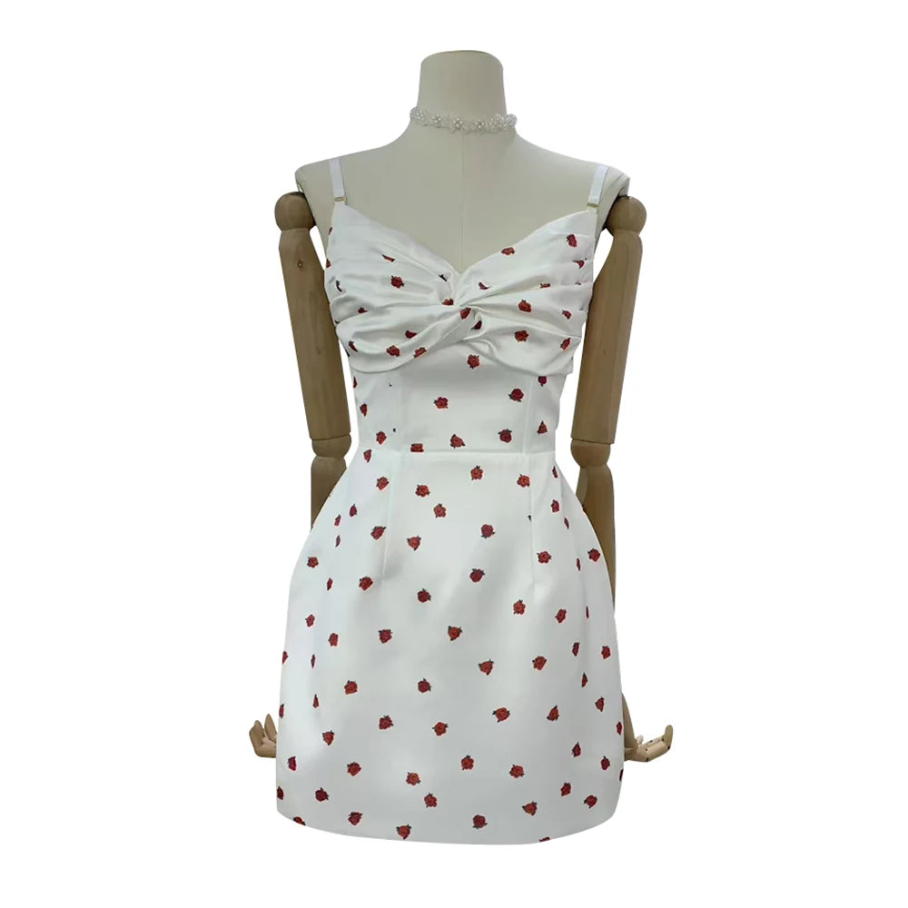 Printed Ruched Strapless Dress