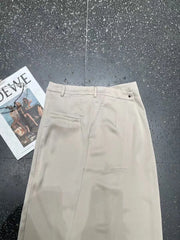 Straight-Cut Patch-Pocket Long Skirt