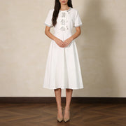 Bow-Detail Short-Sleeve Dress
