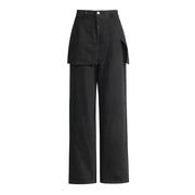 Asymmetric Overlay Wide-Leg Pants