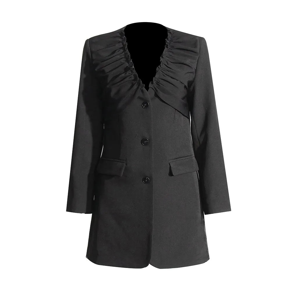 Gathered-Neck Longline Jacket