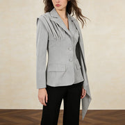 Draped-Panel Tailored Blazer