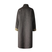 Contrast-Trim Longline Coat