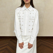 Embellished Cropped Button Shirt