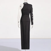 Embellished One-Sleeve Split-Hem Dress
