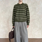 Striped Collared Relaxed Sweater